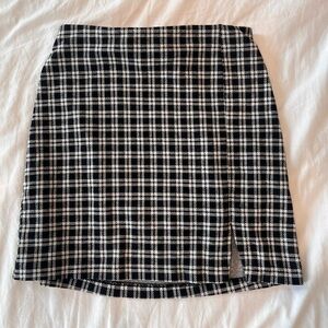 Divided Black and White Checkered Mini Skirt